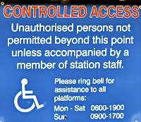 Thirsk Station accessibility notice Mon to Sat 06.00 to 19.00 sun 09.00 to 17.00